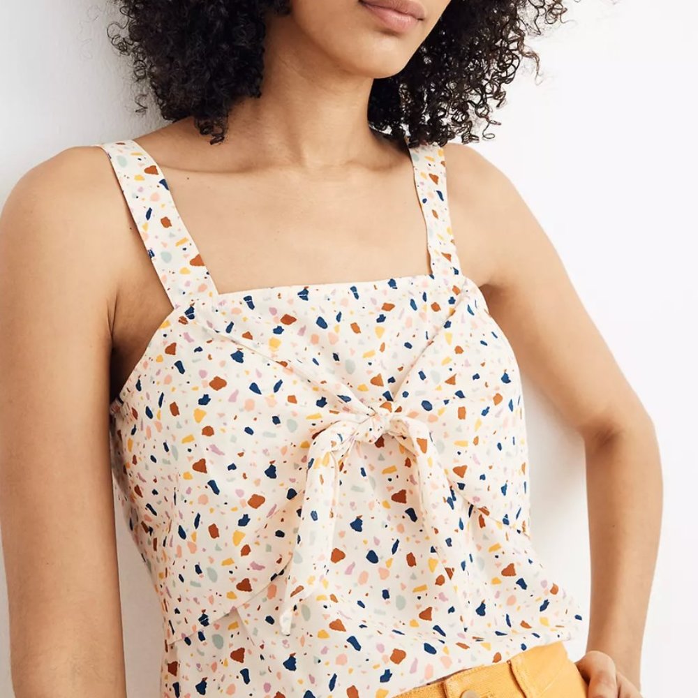 MADEWELL Tie-Front Cami Top in Terrazzo - 2